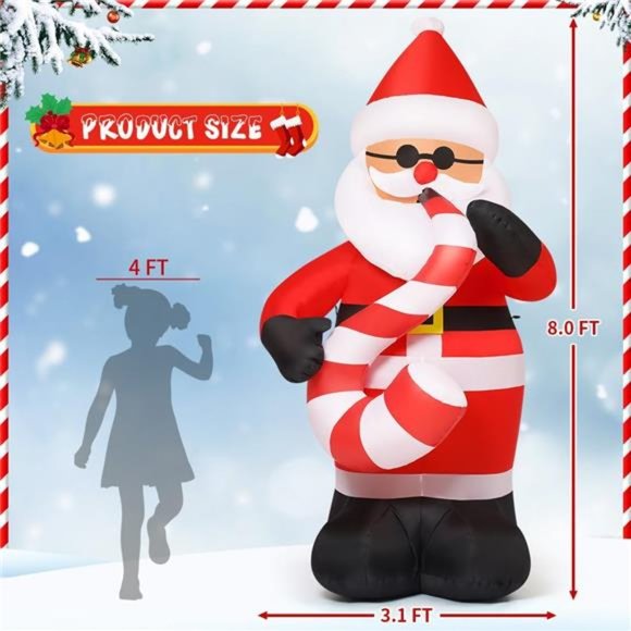 8FT Christmas  Decorations, Blow Up anta Claus Play Saxophone with LEDs